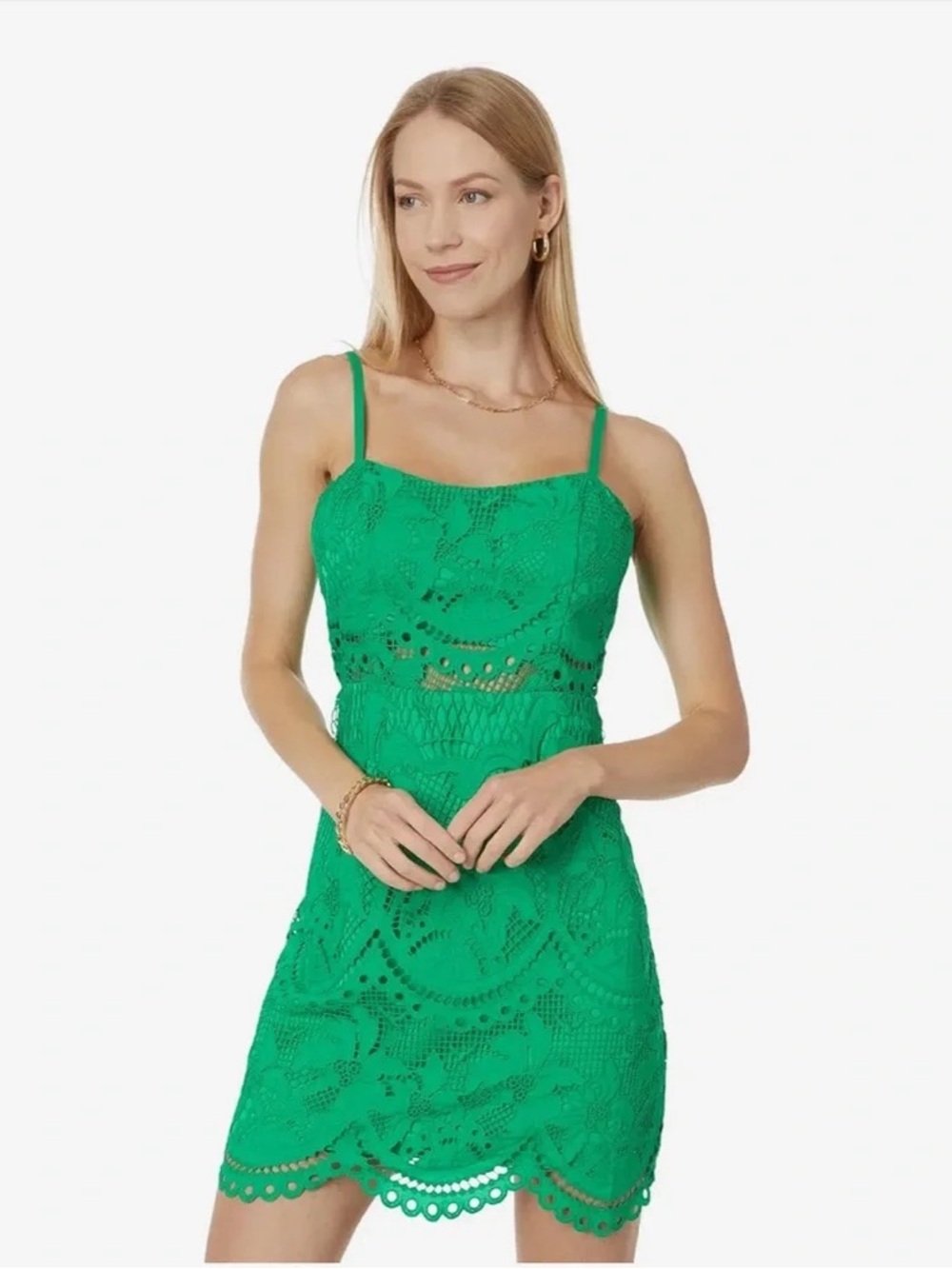 Lilly Pulitzer Kelly Green Dress NWT 16 Lace Cut Out